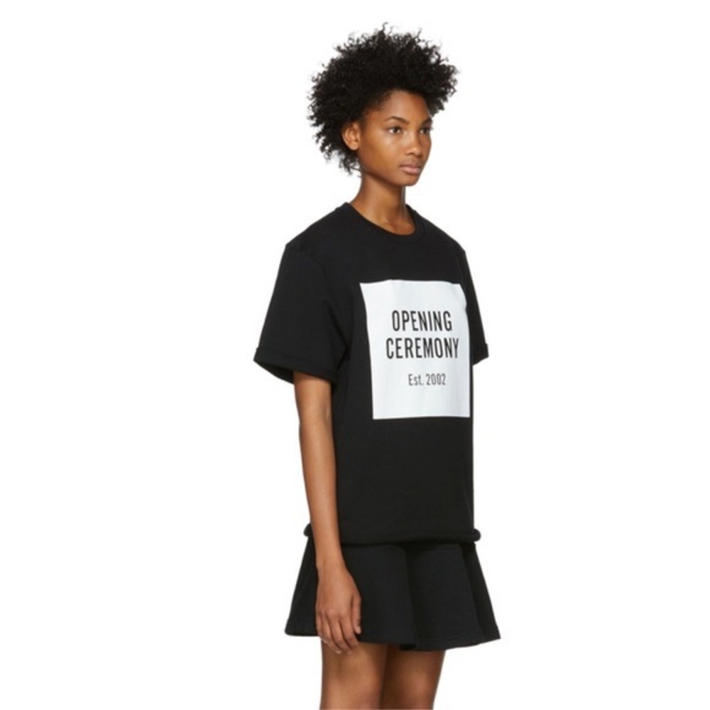 Opening Ceremony Black Logo Short Sleeve Sweatshirt Top